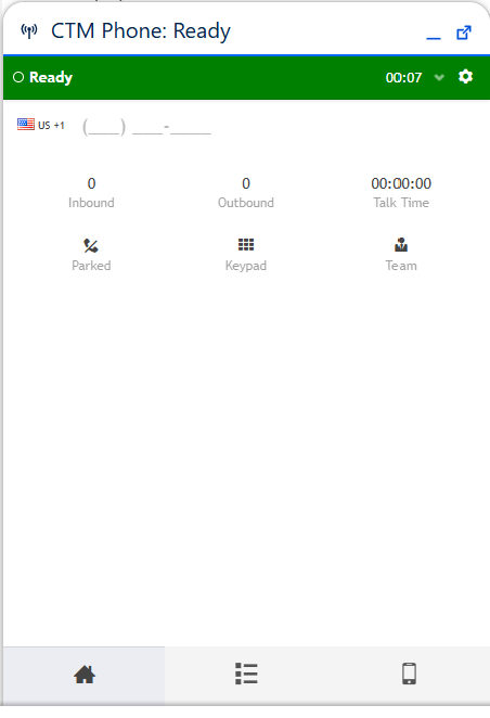 The CTM phone in Salesforce: Calls made and taken from the CallTrackingMetrics phone in the utility bar.